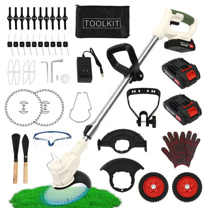 Adjustable Cordless Lawn Mower & Trimmer, 21V Eater With 3 Modes, Dual Batteries For Yard, Edging & Brush
