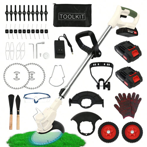 Adjustable Cordless Lawn Mower & Trimmer, 21V Eater With 3 Modes, Dual Batteries For Yard, Edging & Brush