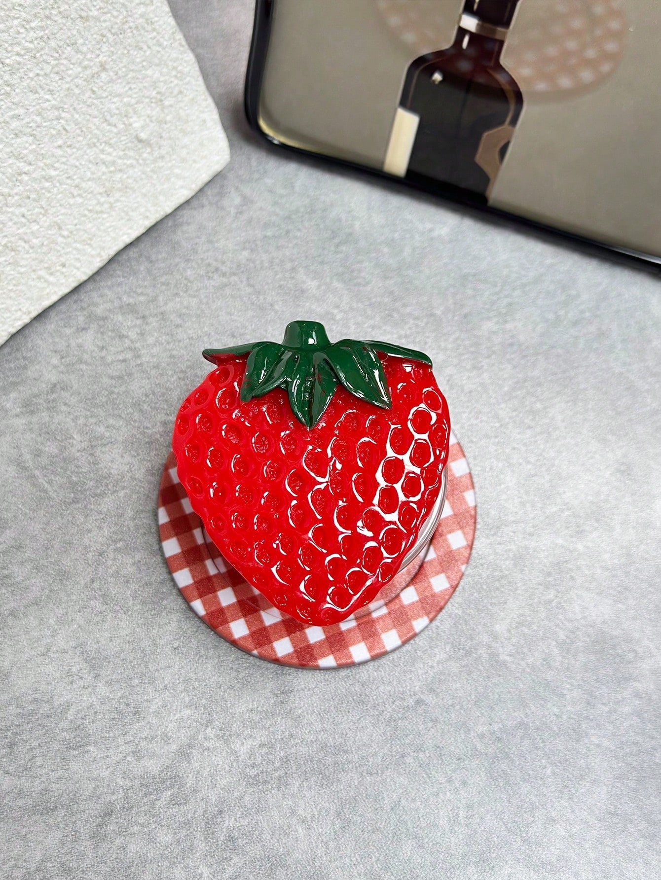 Adjustable Fruit Element 3D Acrylic Phone Push-Pull Stand 1pc INS Style Acrylic Fruit (Cherry, Strawberry, Lemon, Pineapple) Magnetic Adsorption Phone Holder, Foldable Portable Air Cushion Desktop Pho