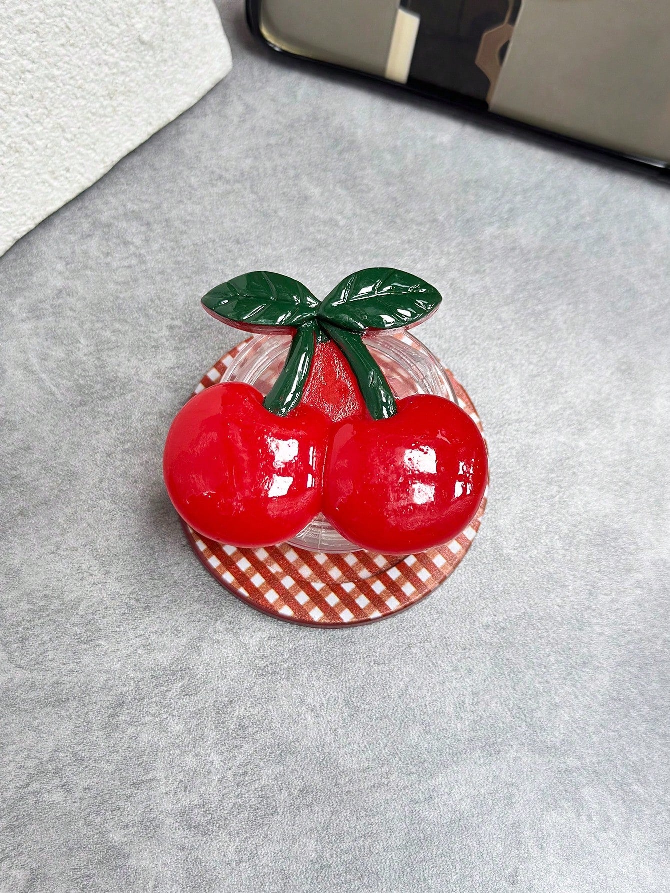 Adjustable Fruit Element 3D Acrylic Phone Push-Pull Stand 1pc INS Style Acrylic Fruit (Cherry, Strawberry, Lemon, Pineapple) Magnetic Adsorption Phone Holder, Foldable Portable Air Cushion Desktop Pho