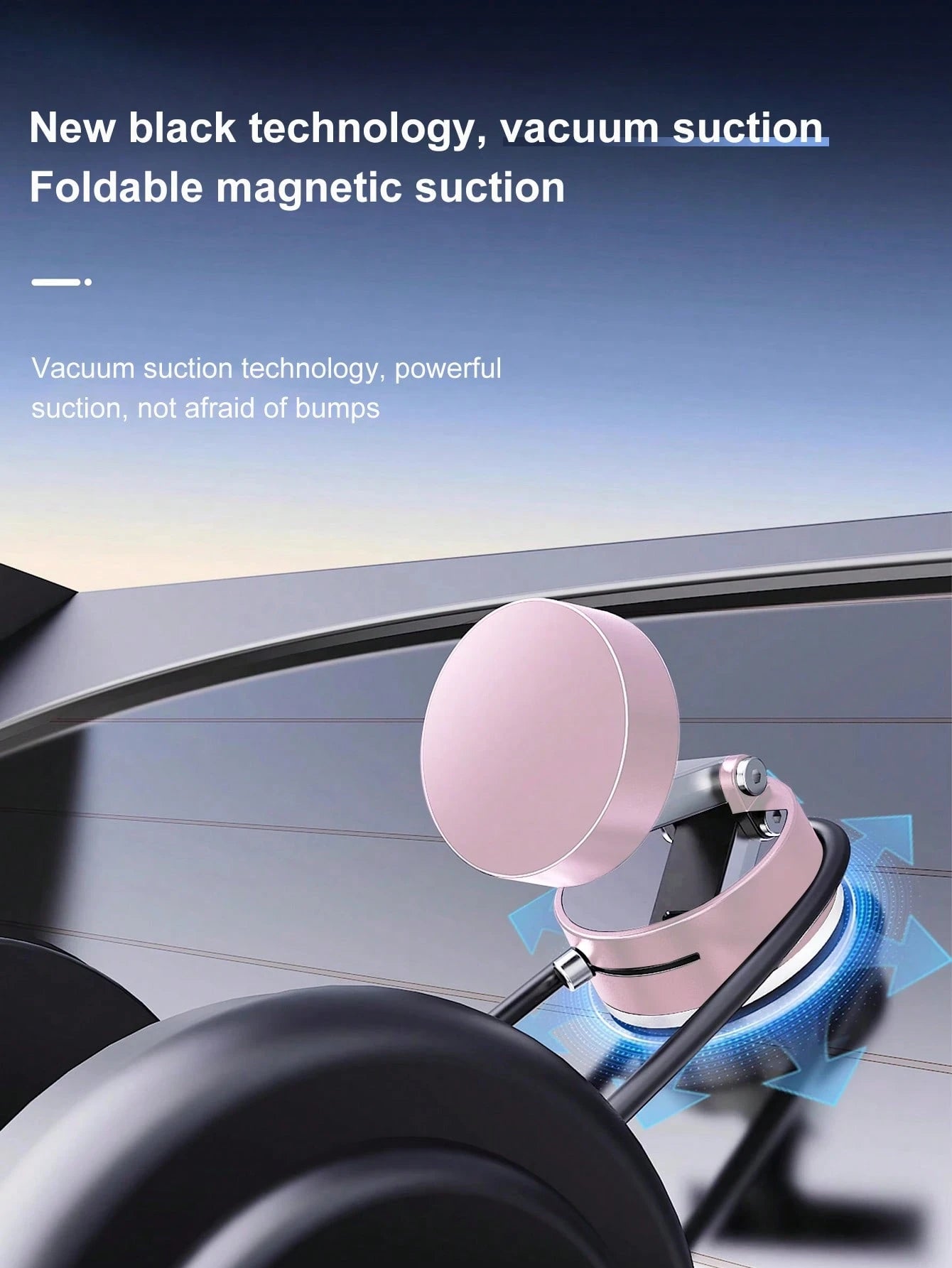 Adjustable Magnetic Suction Cup Upgraded Vacuum Magnetic Automobile Phone Cradles Car Phone Holder With 360° Rotation & Foldable Design Strong Magnetic Absorption Compatible With IPhone Desktop Stand