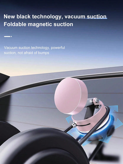 Adjustable Magnetic Suction Cup Upgraded Vacuum Magnetic Automobile Phone Cradles Car Phone Holder With 360° Rotation & Foldable Design Strong Magnetic Absorption Compatible With IPhone Desktop Stand