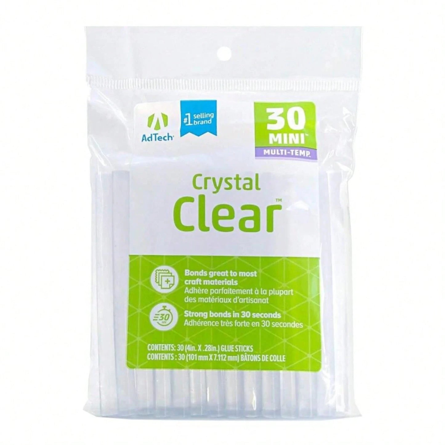 AdTech Hot Glue Sticks 4" Mini Size, Clear, 30 Sticks