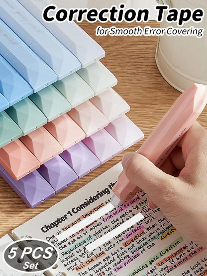 Aesthetic Beauty Correction Tape 5 PCS,For Smooth Error Covering,School Exams & Office Documents School Supplies,Back To School