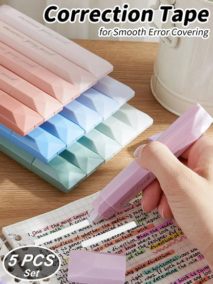 Aesthetic Beauty Correction Tape 5 PCS,For Smooth Error Covering,School Exams & Office Documents School Supplies,Back To School