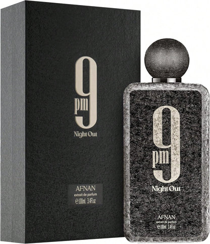 Afnan 9 PM Night Out Unisex Extrait De Parfum 100ml Warm Sweet Spicy Opening Fresh Fruity Ideal For Evening Out Dates Casual Activities