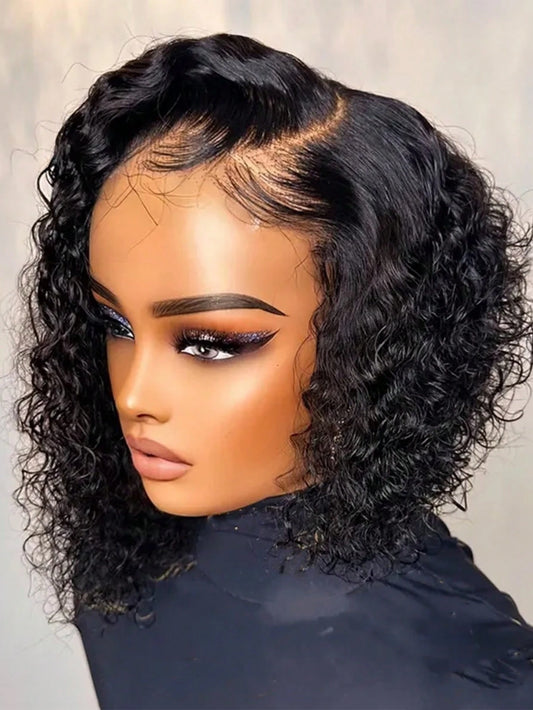 Afro Kinky Curly Bob Wig Human Hair 250 Density Jerry Curly Wig Human Hair 13x4 Hd Deep Wave Curly Bob Lace Front Wigs Human Hair Pre Plucked Glueless Short Curly Frontal Wigs For Brazilian Remy Hair