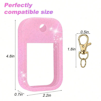 AIERSA Hand Sanitizer Spray Glitter Case Compatible With, Silicone Hand Sanitizer Case Holder With Keychain For Touch Land Mist 1FL. OZ(Glitter Sequin Pink)