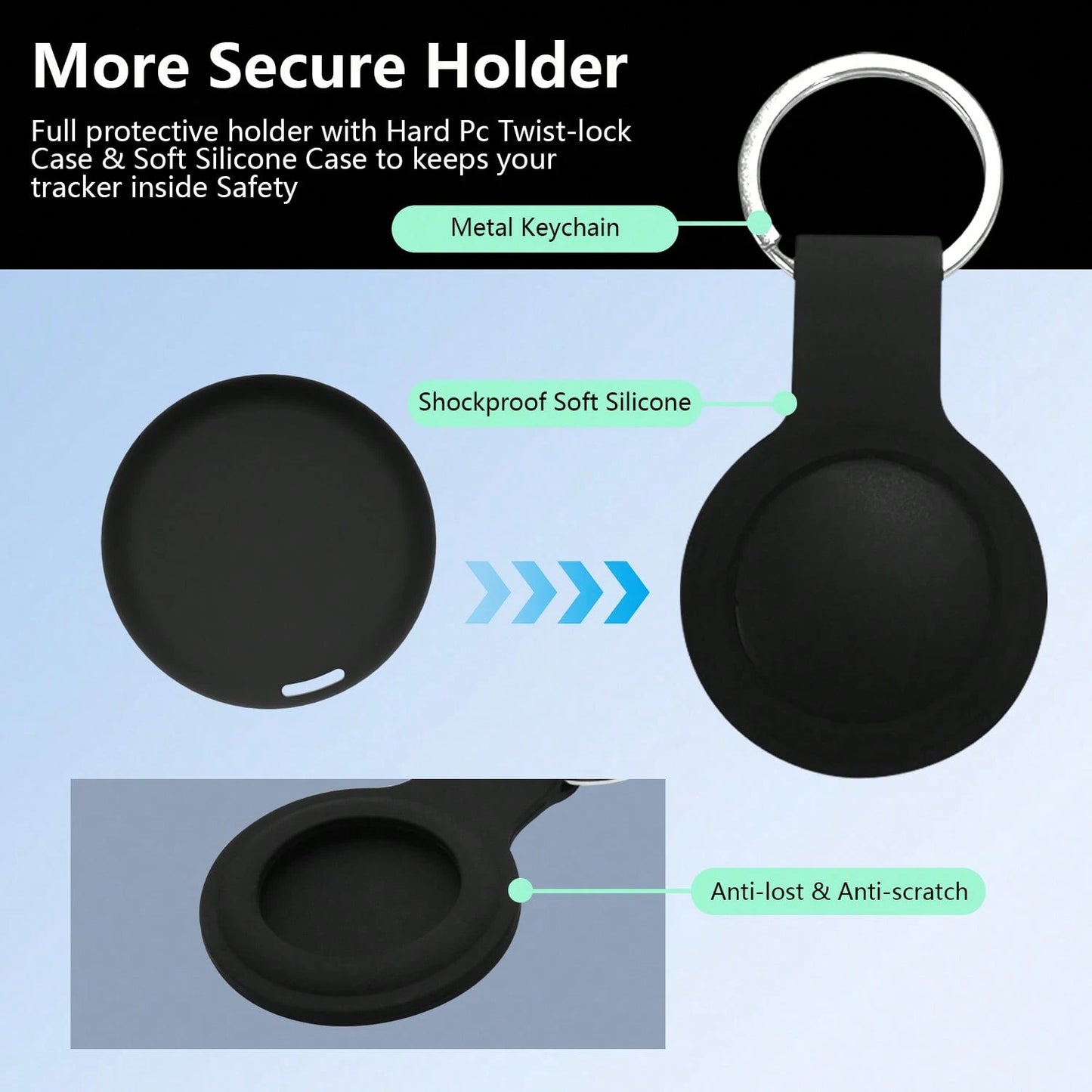 Air Tracker Item Tracking Tag- 1/2/4 Pack, Key Finder Locator, Compatible With Apple Find My (IOS Only), Replaceable Battery, Tracking Tag For Keys, Luggage, Bags, Wallets (Black/White)