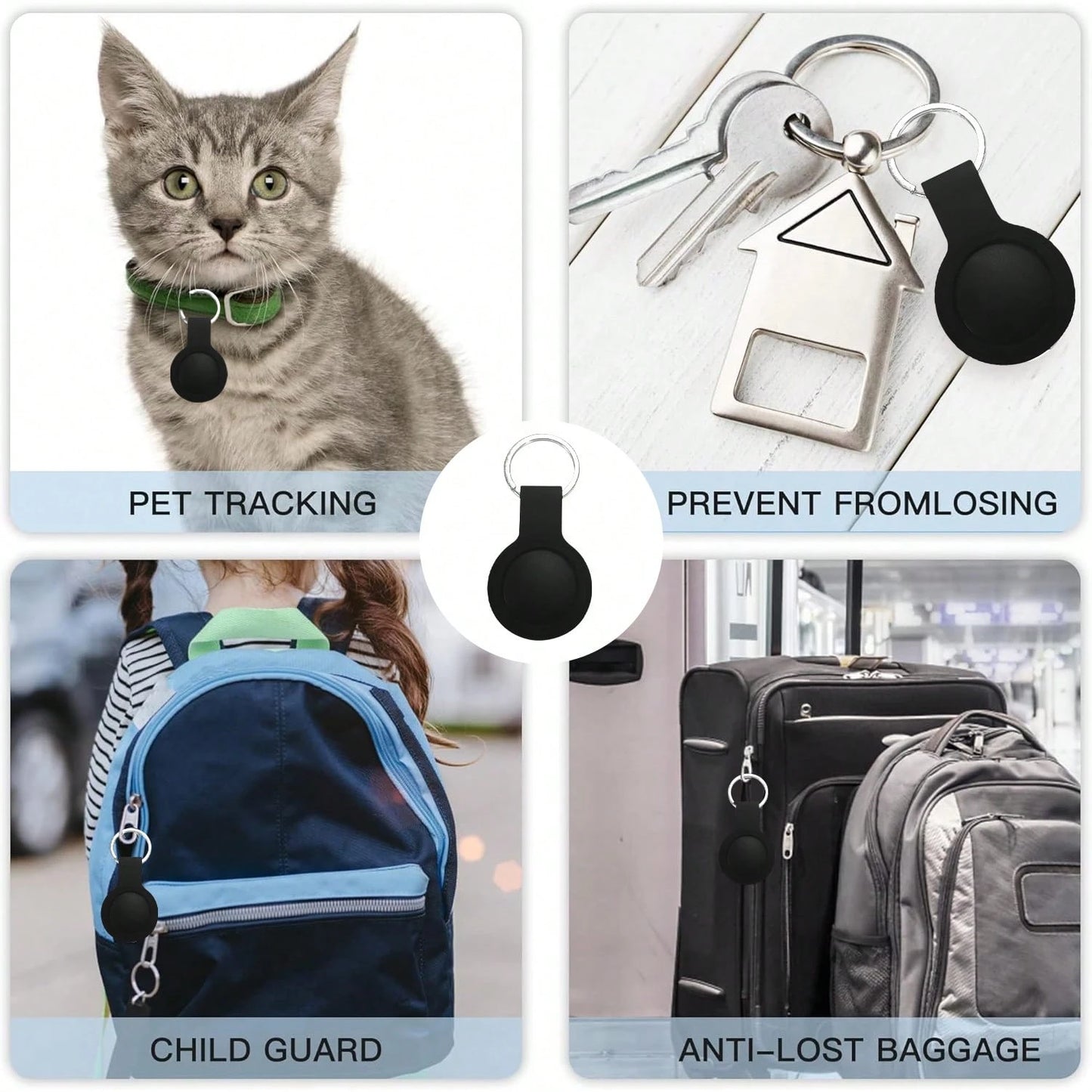 Air Tracker Item Tracking Tag- 1/2/4 Pack, Key Finder Locator, Compatible With Apple Find My (IOS Only), Replaceable Battery, Tracking Tag For Keys, Luggage, Bags, Wallets (Black/White)