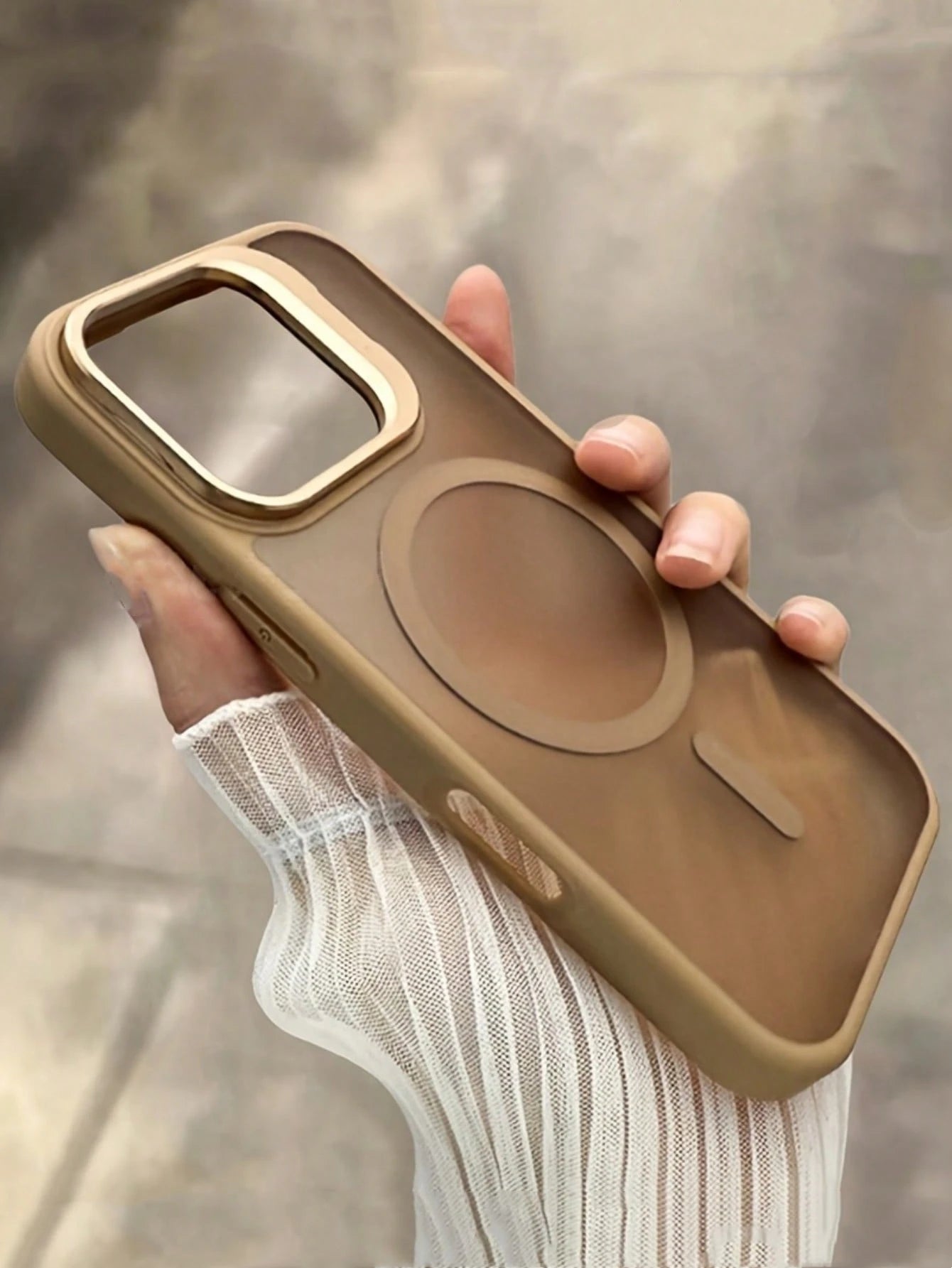 Alloy Luxury Pink Magnetic Style Stand Phone Case Semi-Transparent Frosted Acrylic Magnetic Stand Phone Case Compatible With IPhone 17 Pro Max, Air 16, 15, 14, 13, 12, 11 Pro Max Plus, Supports Magnet