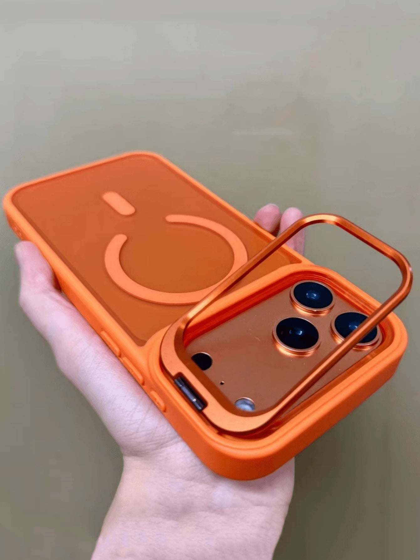 Alloy Luxury Pink Magnetic Style Stand Phone Case Semi-Transparent Frosted Acrylic Magnetic Stand Phone Case Compatible With IPhone 17 Pro Max, Air 16, 15, 14, 13, 12, 11 Pro Max Plus, Supports Magnet