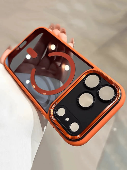 Alloy TPU Luxury Magnetic Style Power Symbol Design Matte 1pc Metal Camera Lens Protective Phone Case Compatible With IPhone 17 Air 16 15 14 13 12 11 Pro Max Plus Soft TPU Back Cover Supports Wireless