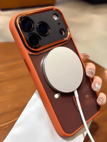Alloy TPU Luxury Magnetic Style Power Symbol Design Matte 1pc Metal Camera Lens Protective Phone Case Compatible With IPhone 17 Air 16 15 14 13 12 11 Pro Max Plus Soft TPU Back Cover Supports Wireless