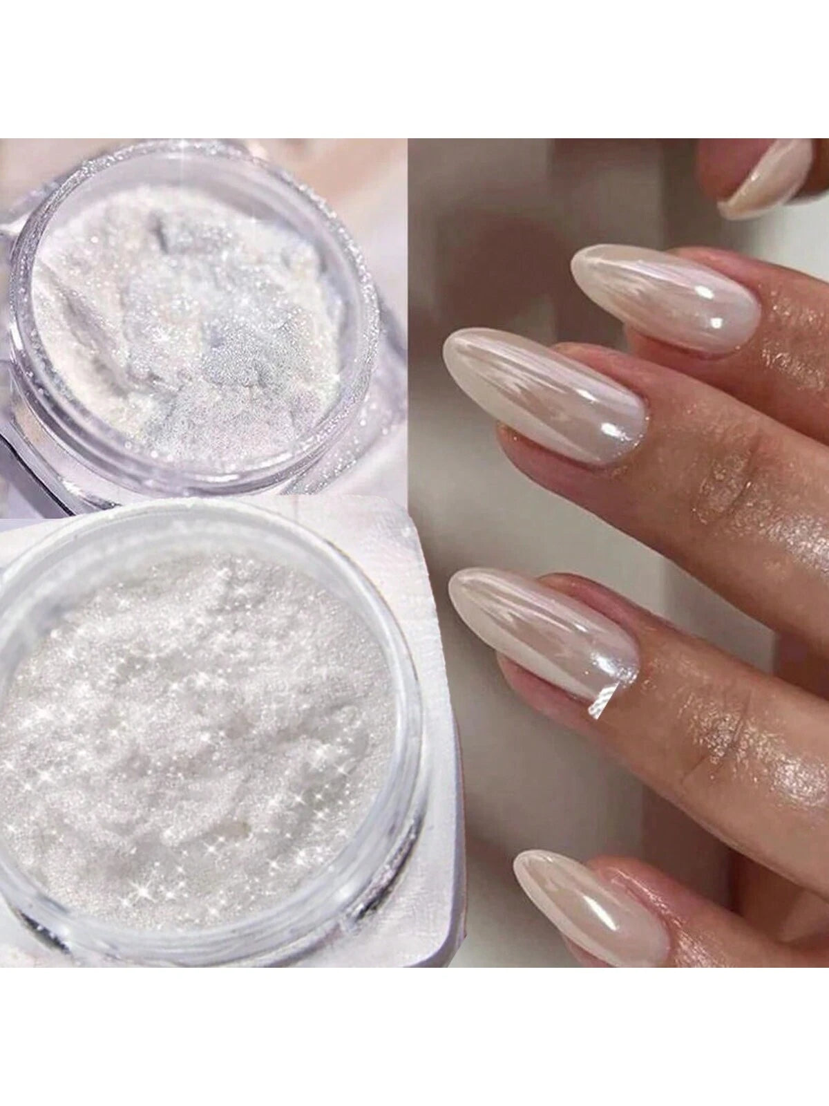 Aurora Pearl White Nails Glitter Dust Y2 1Box Moonlight White Powder Pigment For Glazed Donut Nail Art, Moonlight Powder Mirror Effect Glitter