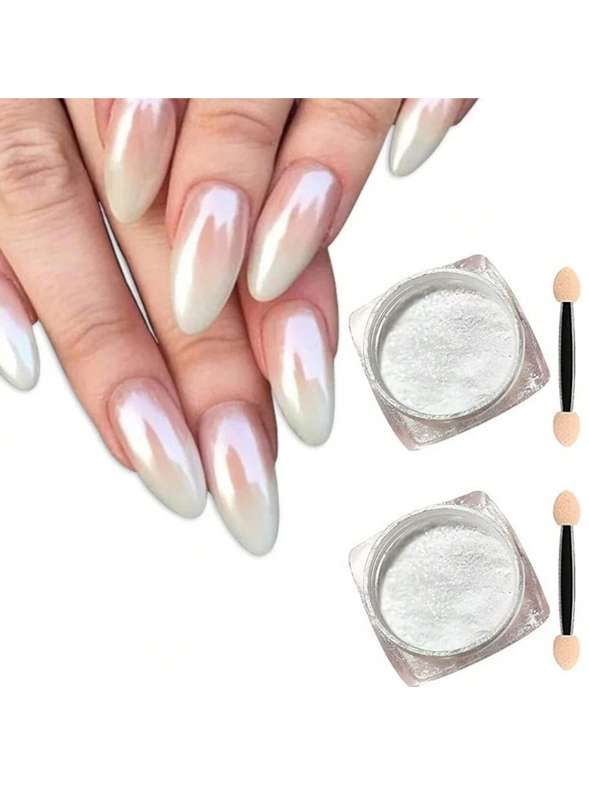 Aurora Pearl White Nails Glitter Dust Y2 1Box Moonlight White Powder Pigment For Glazed Donut Nail Art, Moonlight Powder Mirror Effect Glitter