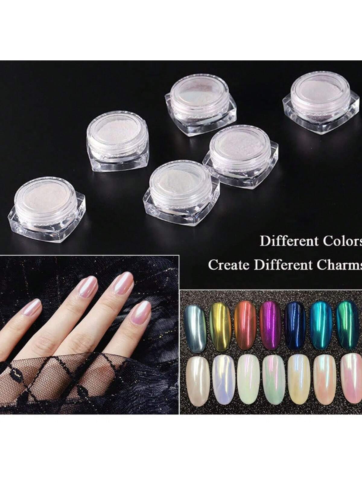 Aurora Pearl White Nails Glitter Dust Y2 1Box Moonlight White Powder Pigment For Glazed Donut Nail Art, Moonlight Powder Mirror Effect Glitter