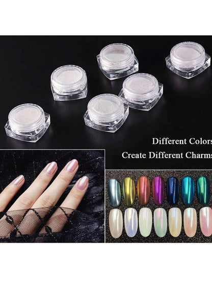 Aurora Pearl White Nails Glitter Dust Y2 1Box Moonlight White Powder Pigment For Glazed Donut Nail Art, Moonlight Powder Mirror Effect Glitter