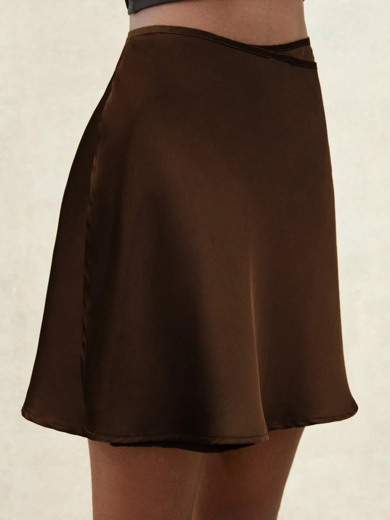 Aveloria Modichic New Classic Elegant Minimalist Satin Solid Color Lace-Up Adjustable High Waist Casual Women Skirt