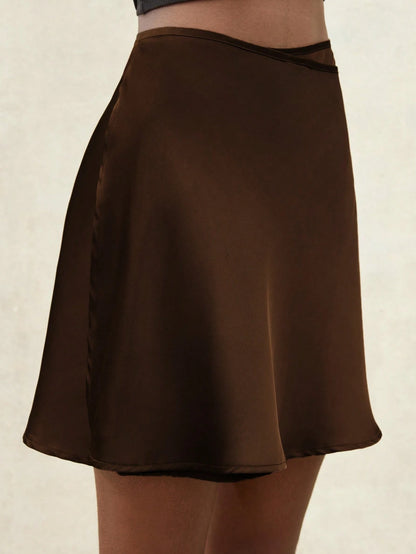 Aveloria Modichic New Classic Elegant Minimalist Satin Solid Color Lace-Up Adjustable High Waist Casual Women Skirt