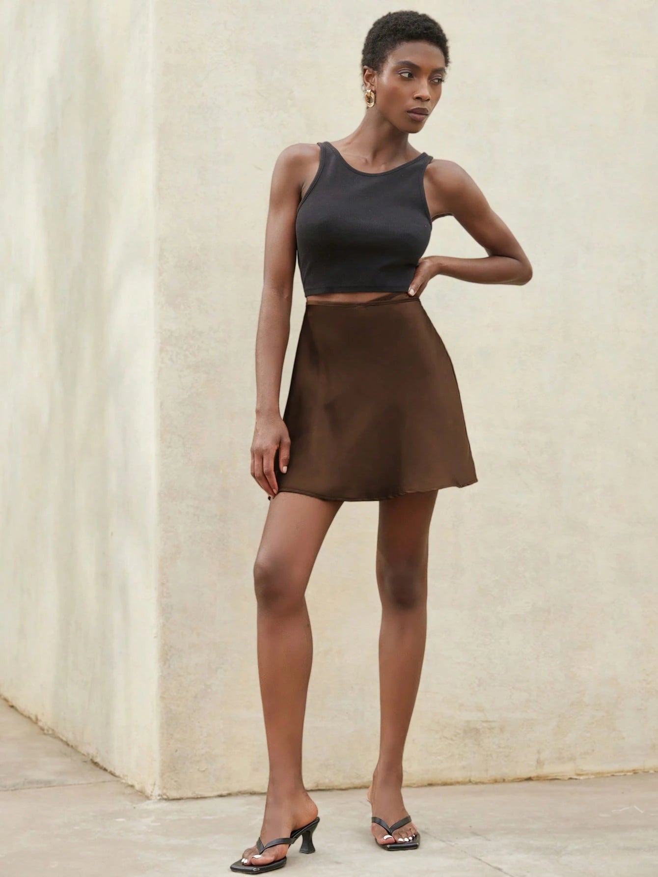 Aveloria Modichic New Classic Elegant Minimalist Satin Solid Color Lace-Up Adjustable High Waist Casual Women Skirt