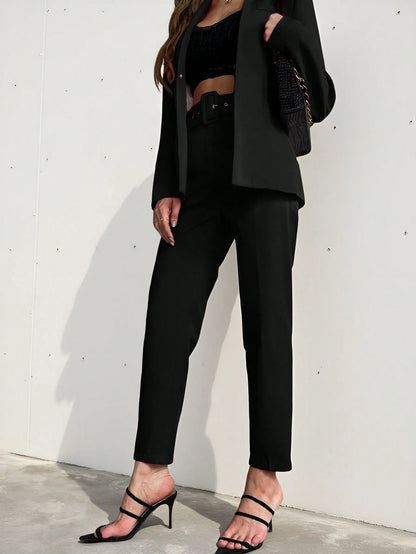 Aveloria Modichic Solid Belted Tapered Pants  Fall Cloth For Women
