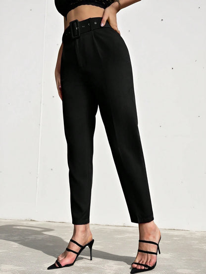 Aveloria Modichic Solid Belted Tapered Pants  Fall Cloth For Women