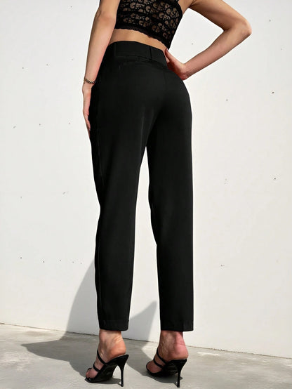 Aveloria Modichic Solid Belted Tapered Pants  Fall Cloth For Women