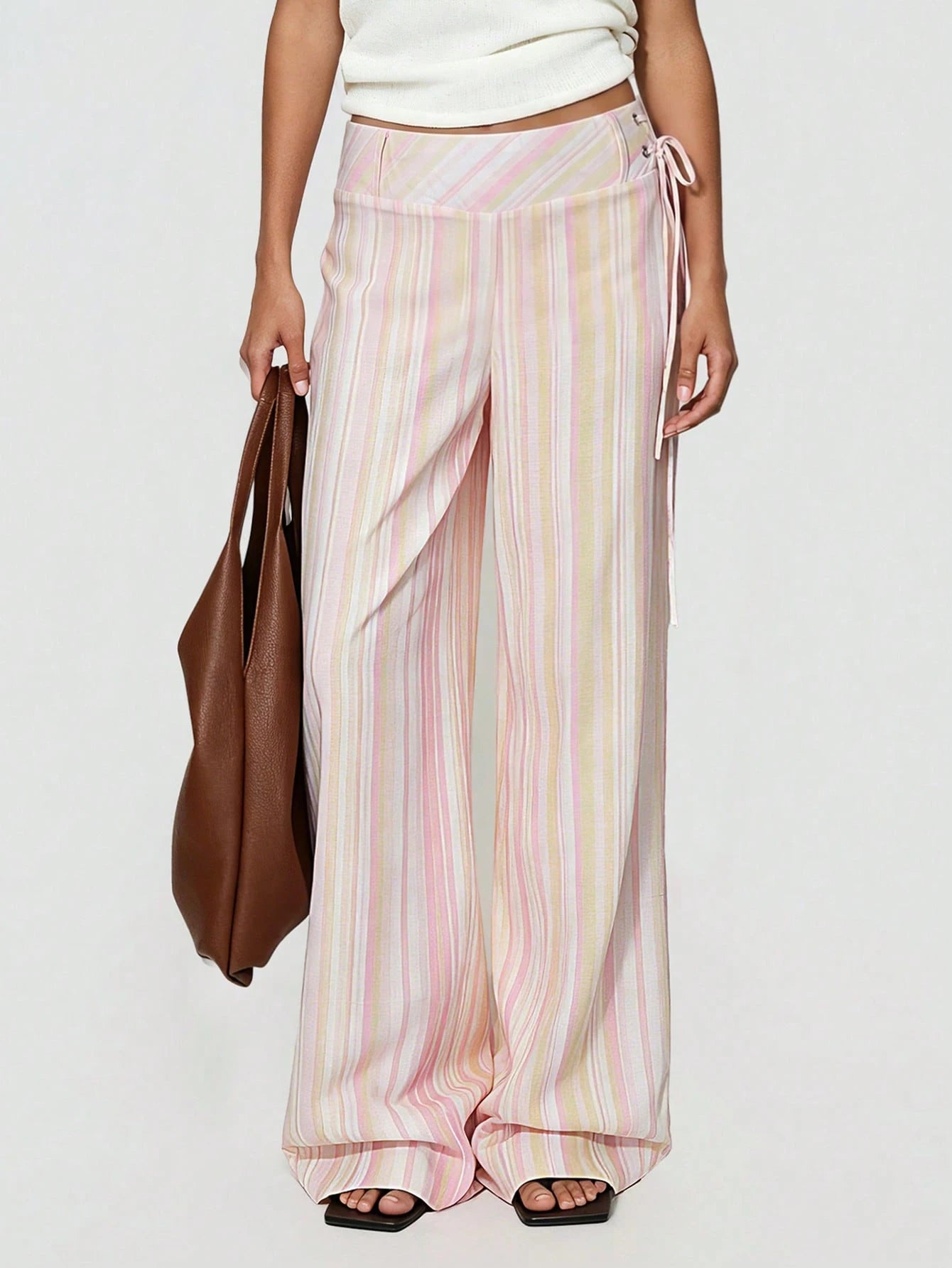 Avenya Low Waist Striped Drawstring Casual Pants