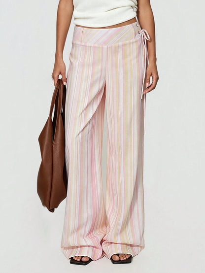 Avenya Low Waist Striped Drawstring Casual Pants