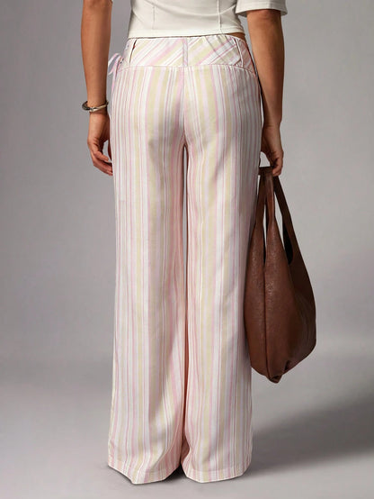 Avenya Low Waist Striped Drawstring Casual Pants