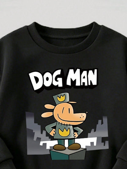 Baby Boy Casual Fashion Street Daily Commute Funny Cartoon Letter Print Dropped Shoulder Loose Crew Neck Sweatshirt And Cargo Pants Set, Spring/Autumn