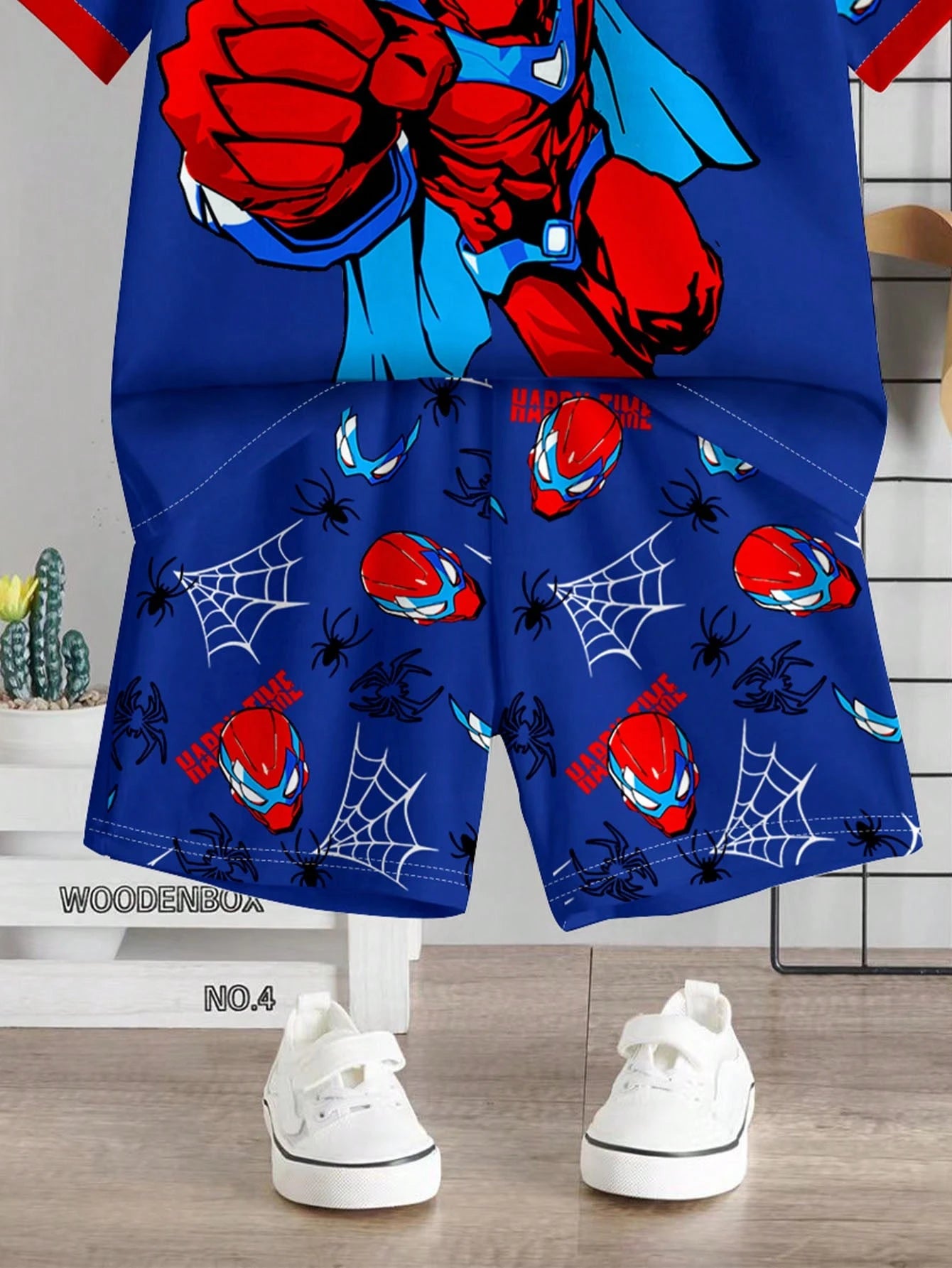 Baby Boy Casual T-Shirt Set, Classic Cool Brave Spider Hero Character Print, Stylish Spider Web Pattern, Fashionable Spider Icon Print, Suitable For Spring/Summer, Suitable For Sports