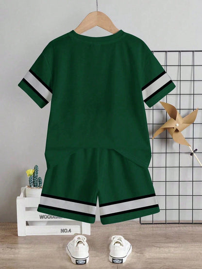 Baby Boy Casual T-Shirt Set, Suitable For Summer. Classic Cool Sporty Graphic Prints, Classic Number 23, Stylish Striped Prints, Chic Star Prints, Suitable For Sports, Outdoor, Spring/Summer