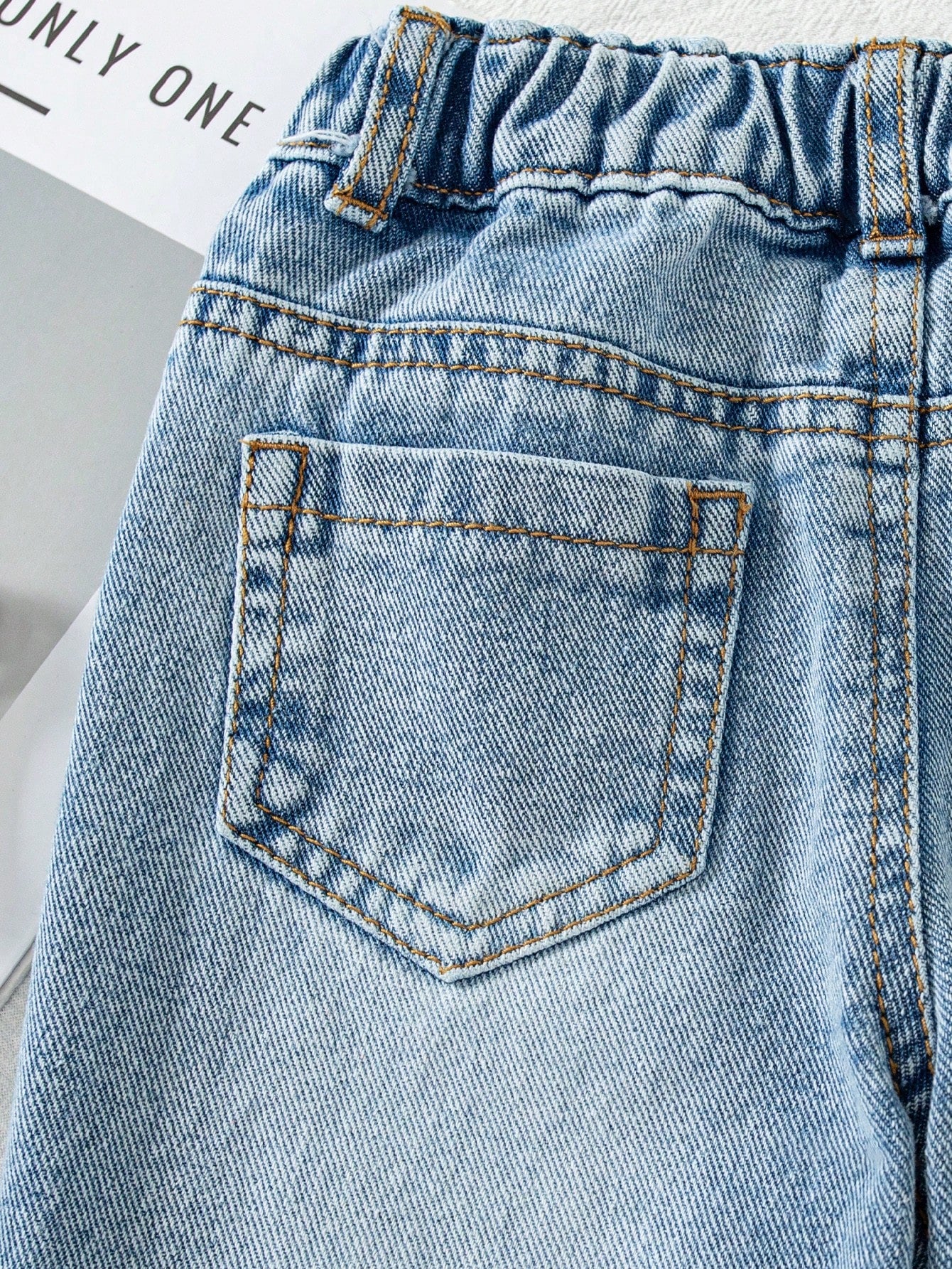 Baby Boy Denim Long Pants, Summer New Casual Cute Playful Style Light Blue Vintage Distressed Denim Color Washed Distressed Process Side Elastic High Waist Fitted Tapered Soft Skin-Friendly Fine Cotto