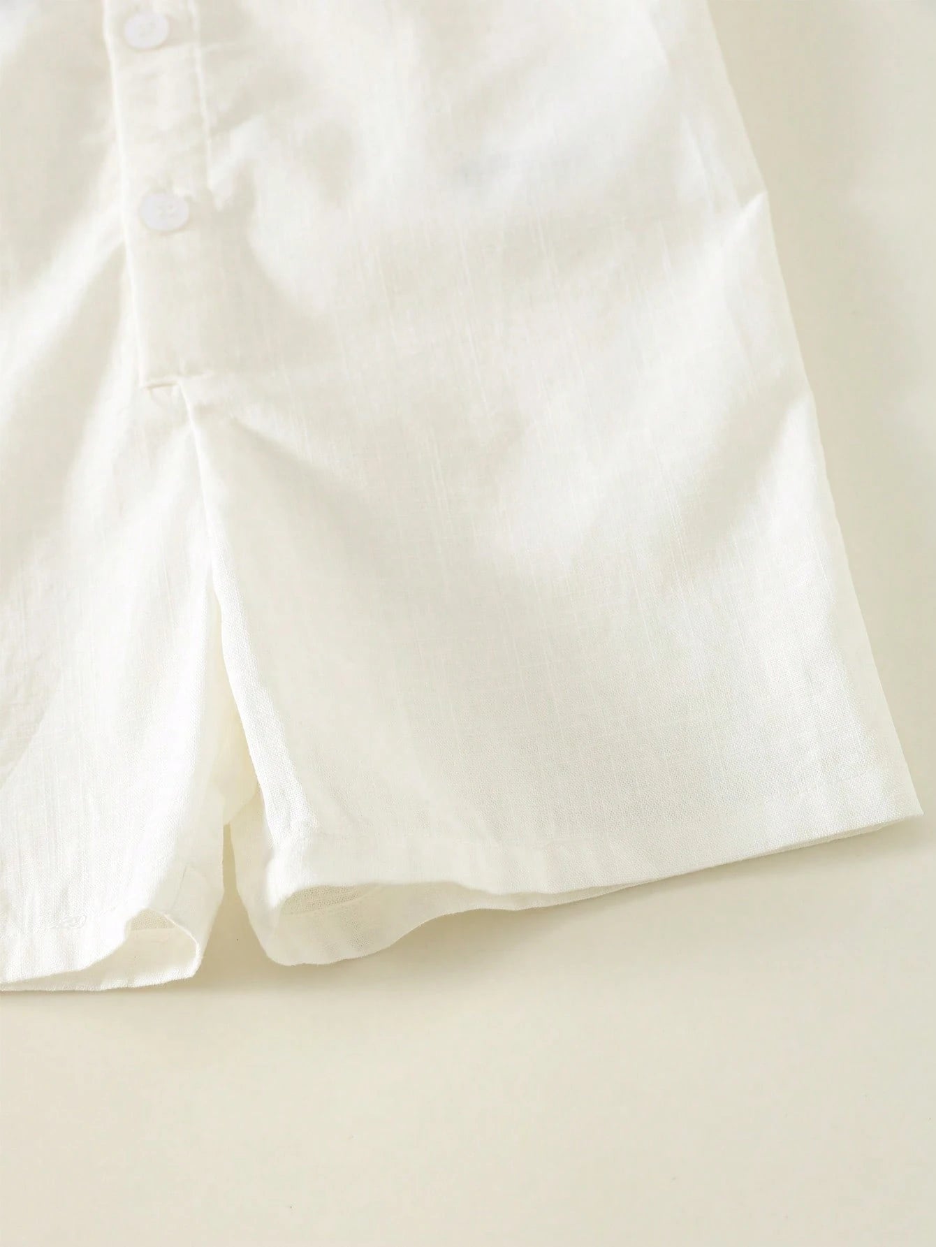 Baby Boy/Girl Casual Collegiate Vacation White Short Sleeve Shirt & Shorts Romper, Suitable For Spring/Summer Wear