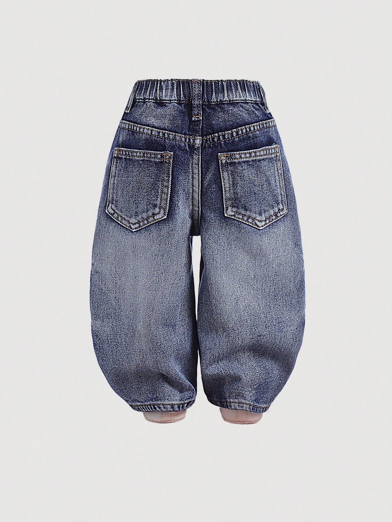 Baby Boy Stonewashed Retro Distressed Vintage Washed Cat Whiskers Baggy Blue Denim Jeans,For Baby Boys Indoor/Outdoor Fall/Winter Clothes
