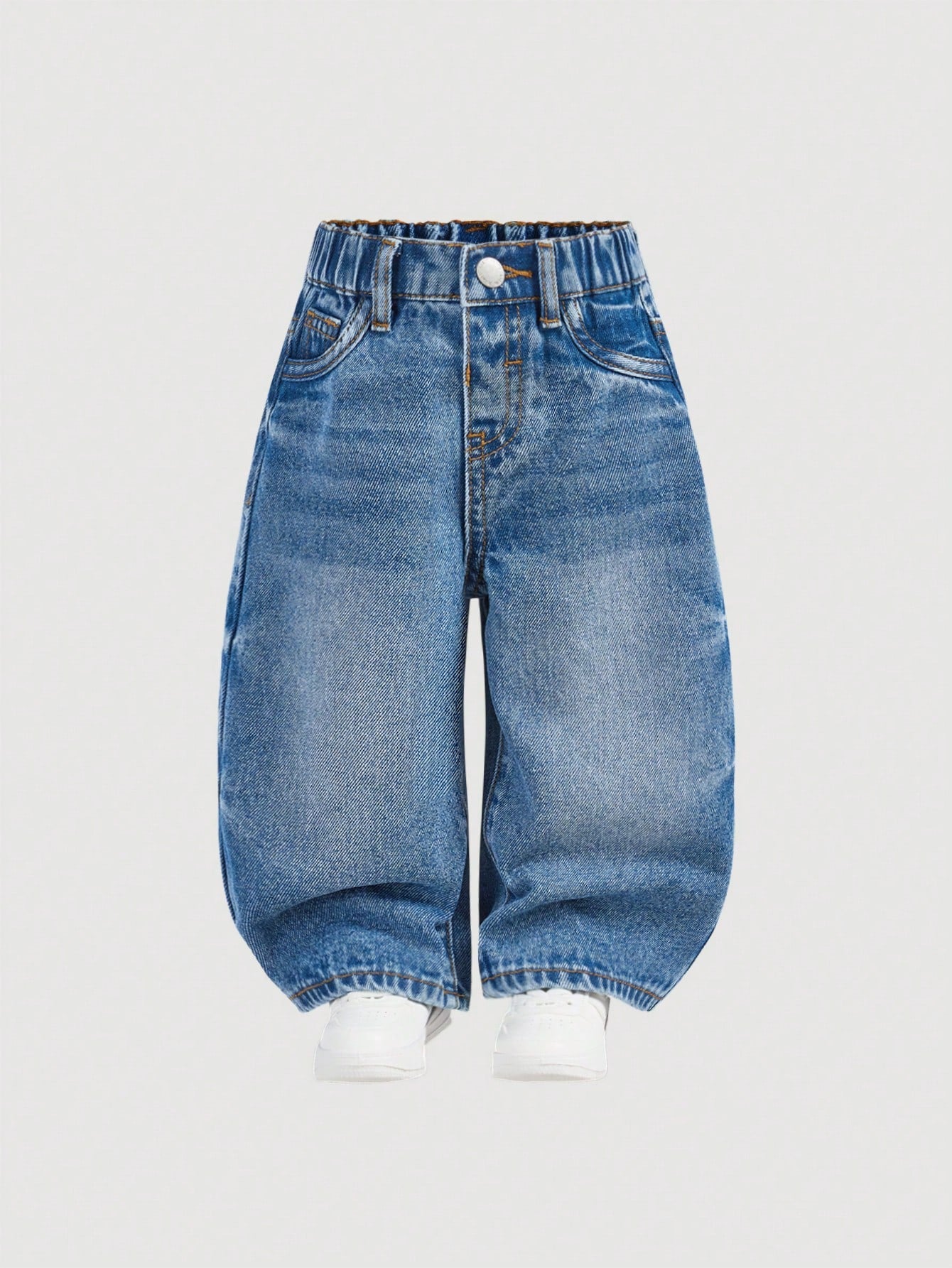 Baby Boy Stonewashed Retro Distressed Vintage Washed Cat Whiskers Baggy Blue Denim Jeans,For Baby Boys Indoor/Outdoor Fall/Winter Clothes