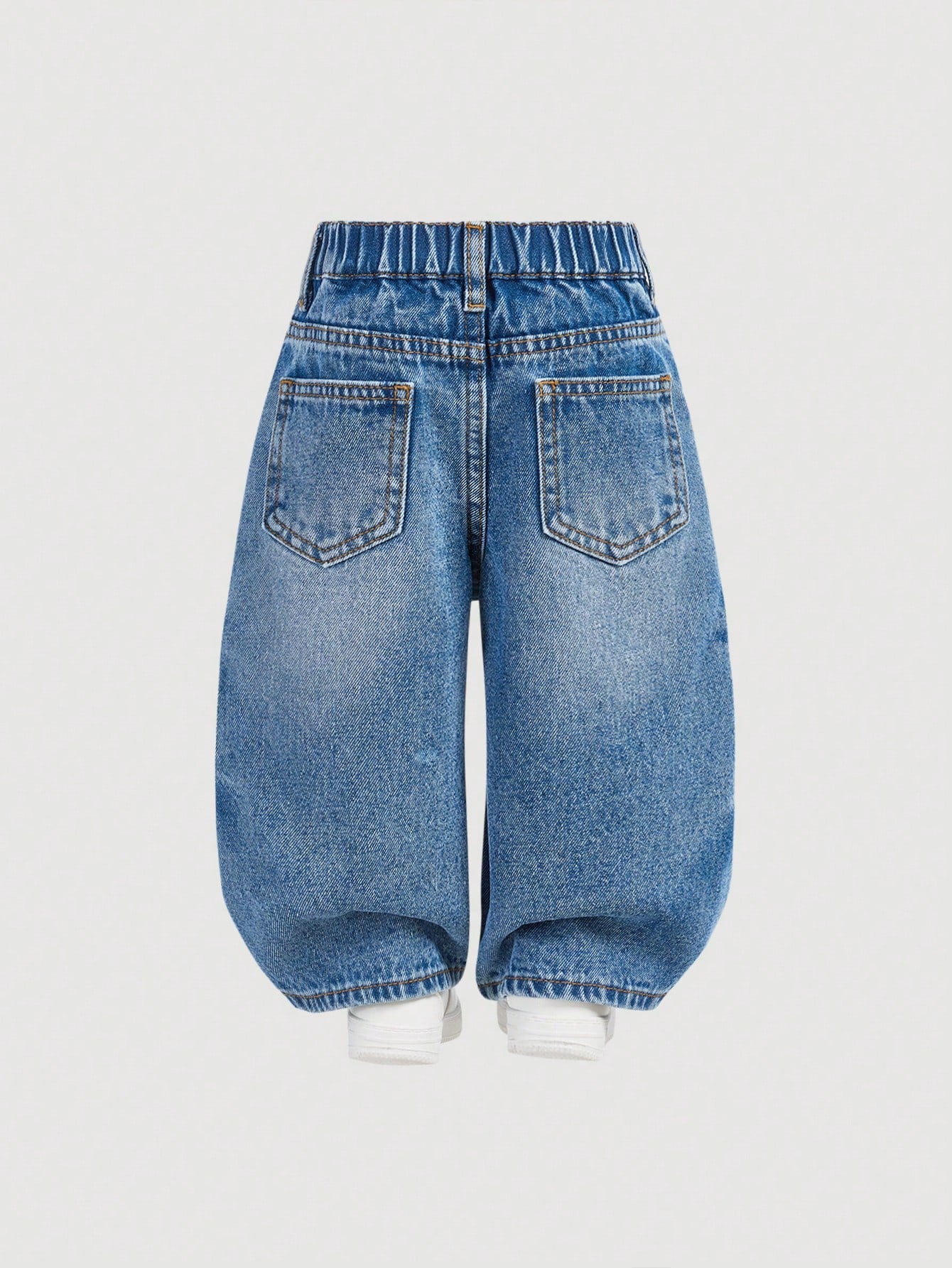 Baby Boy Stonewashed Retro Distressed Vintage Washed Cat Whiskers Baggy Blue Denim Jeans,For Baby Boys Indoor/Outdoor Fall/Winter Clothes
