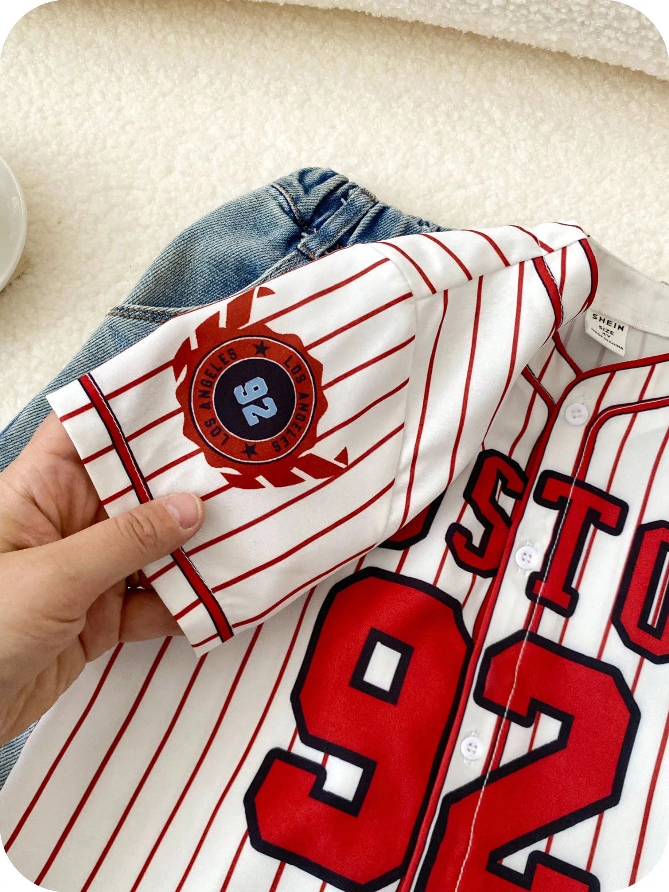 Baby Boys Baseball Jacket Outfit Set,Red And White Stripe,Summer,Street Life Casual Graphic Street Fashion,Carrer Day,Back-To-School Jersey Tops