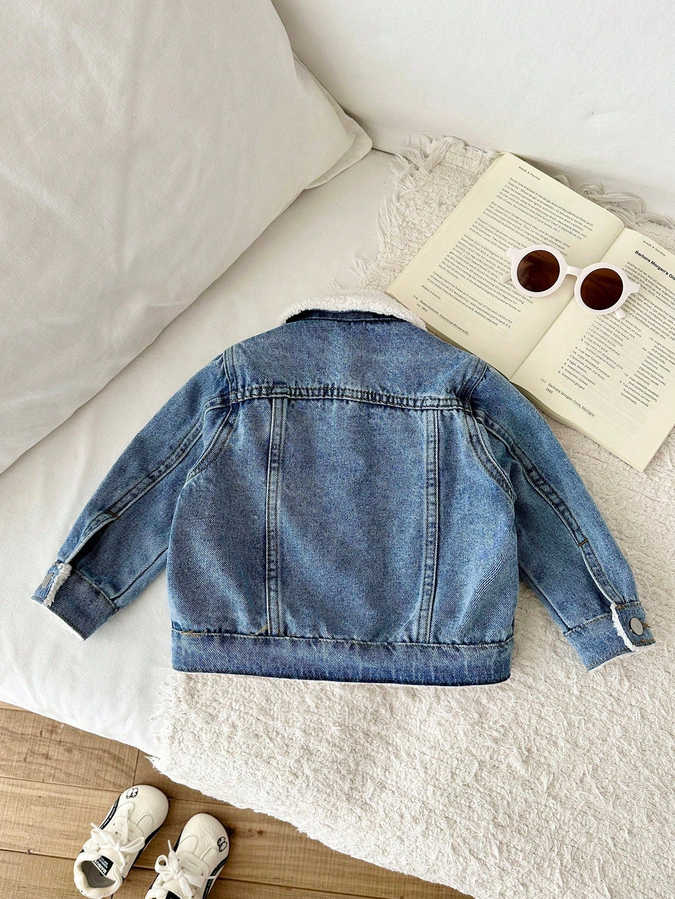 Baby Boys Basic Warm Fleece Lined Blue Denim Collar Long Sleeve Jacket,Fall/Winter,For Baby Back To School And Halloween Clothes,Toddler Jeans,Warm