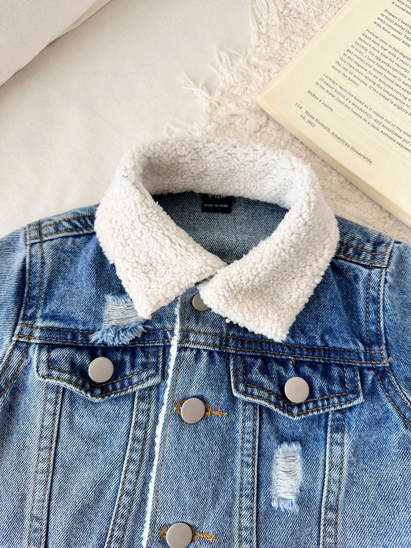 Baby Boys Basic Warm Fleece Lined Blue Denim Collar Long Sleeve Jacket,Fall/Winter,For Baby Back To School And Halloween Clothes,Toddler Jeans,Warm