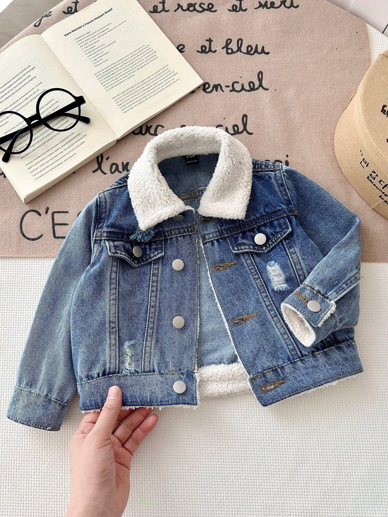 Baby Boys Basic Warm Fleece Lined Blue Denim Collar Long Sleeve Jacket,Fall/Winter,For Baby Back To School And Halloween Clothes,Toddler Jeans,Warm