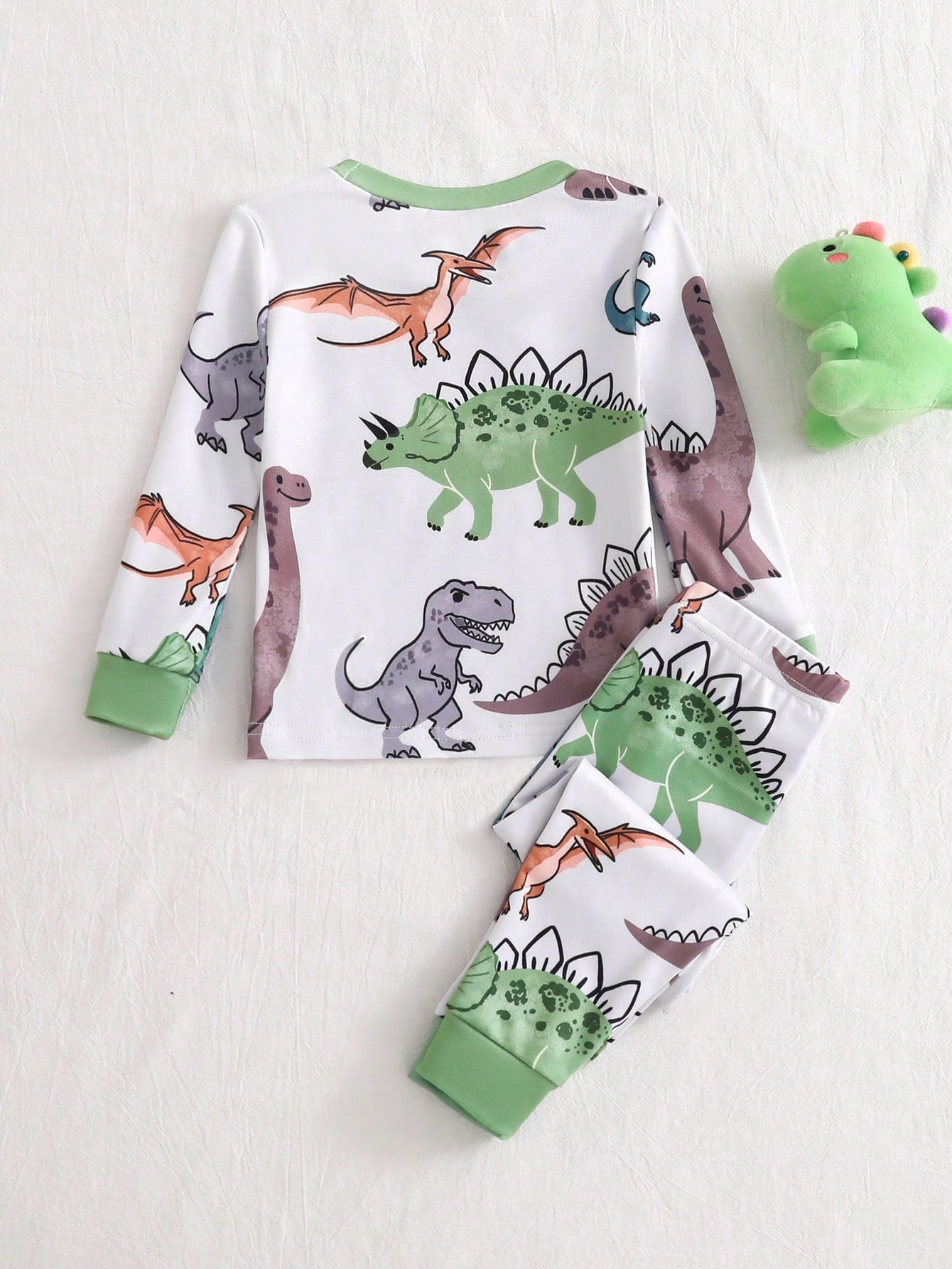 Baby Boys Pajamas 2pcs/Set Cute Dinosaur Print Long Sleeve Long Pants Knit Soft Comfortable Snug Fit Loungewear Set