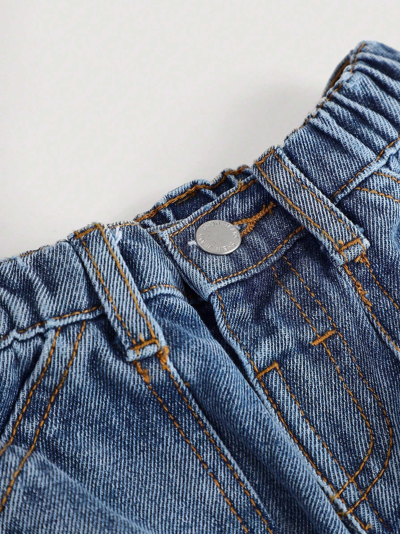 Baby Boys' Stonewashed Retro Cargo Pocket Loose Fit Blue Denim Jeans,Summer Back-To-School Street Life Casual Graphic Street Fashion