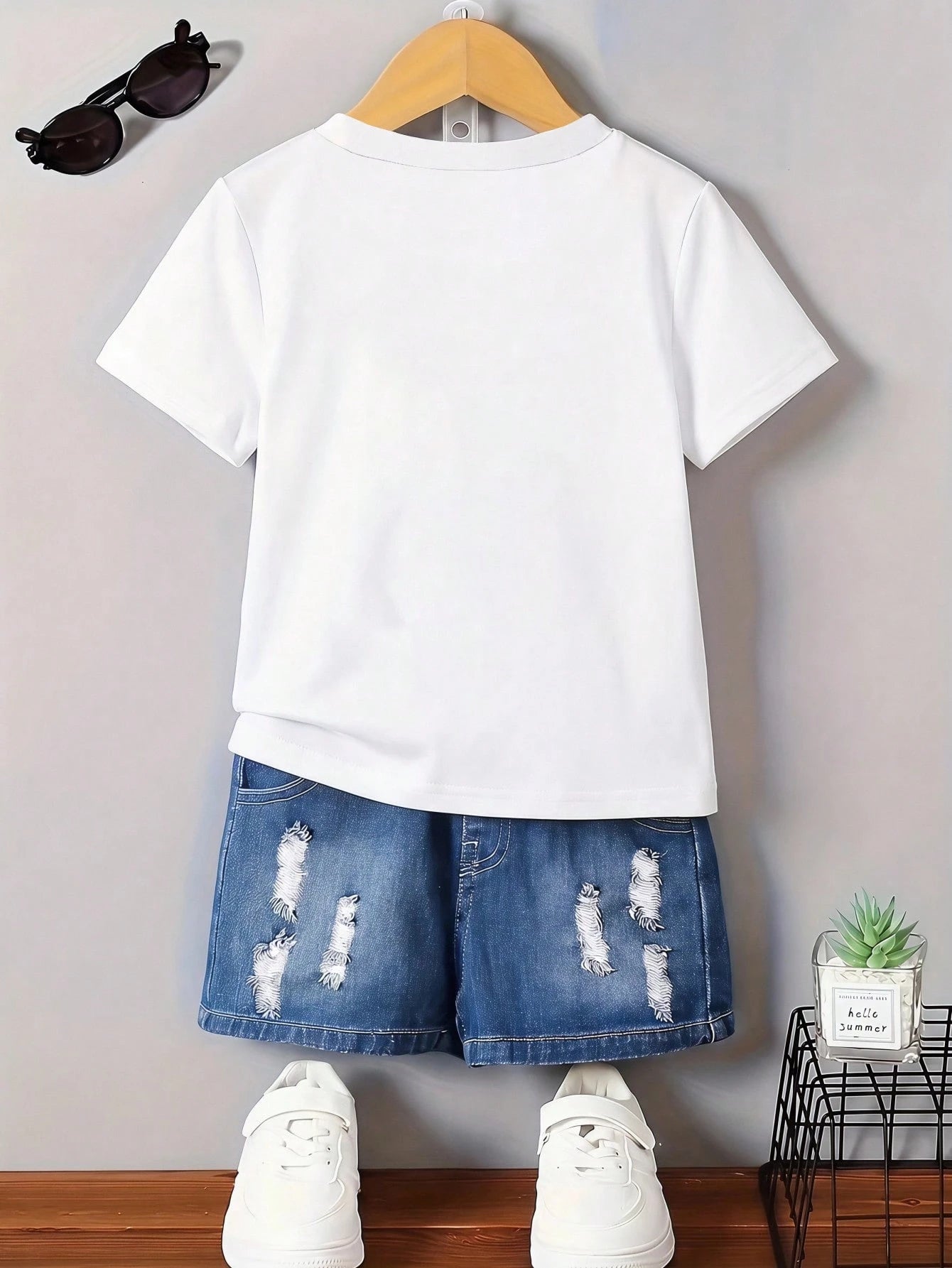 Baby Boys' White Summer Casual Family Matching T-Shirt, ""NO"" MEANS ASK GRANDMA Slogan Graphic Tee, Cute Creative Letter Print Everyday Fashion Top