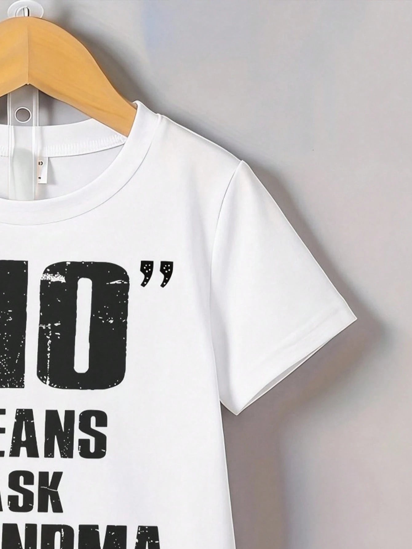 Baby Boys' White Summer Casual Family Matching T-Shirt, ""NO"" MEANS ASK GRANDMA Slogan Graphic Tee, Cute Creative Letter Print Everyday Fashion Top