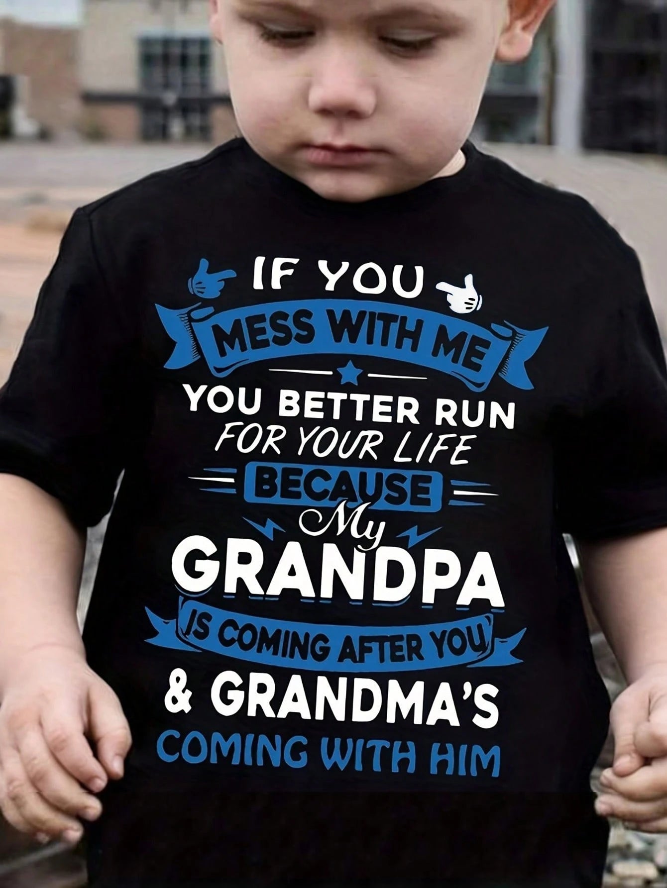Baby Boys' White Summer Casual Family Matching T-Shirt, ""NO"" MEANS ASK GRANDMA Slogan Graphic Tee, Cute Creative Letter Print Everyday Fashion Top
