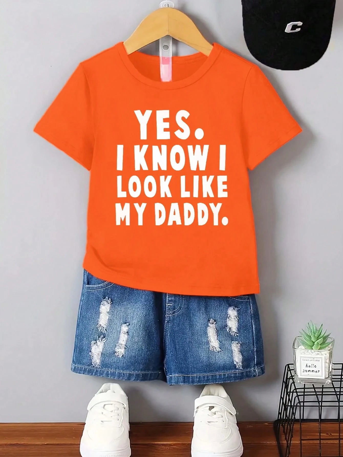 Baby Boys' White Summer Casual Family Matching T-Shirt, ""NO"" MEANS ASK GRANDMA Slogan Graphic Tee, Cute Creative Letter Print Everyday Fashion Top