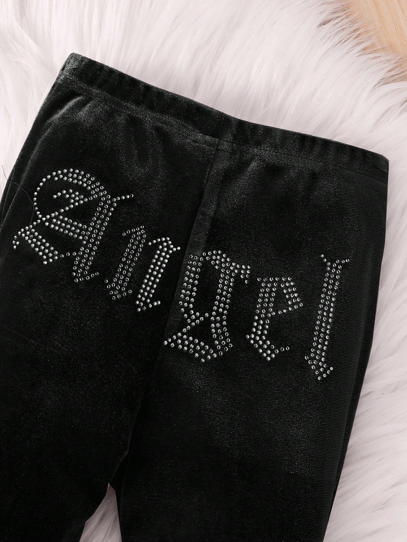 Baby Girl 2Pcs Black Sets, Letter Velvet Hoodie & Flare Winter Pants,Cute Y2k Outfits For Autumn Holiday Christmas,Fashionable Casual Sweatpants